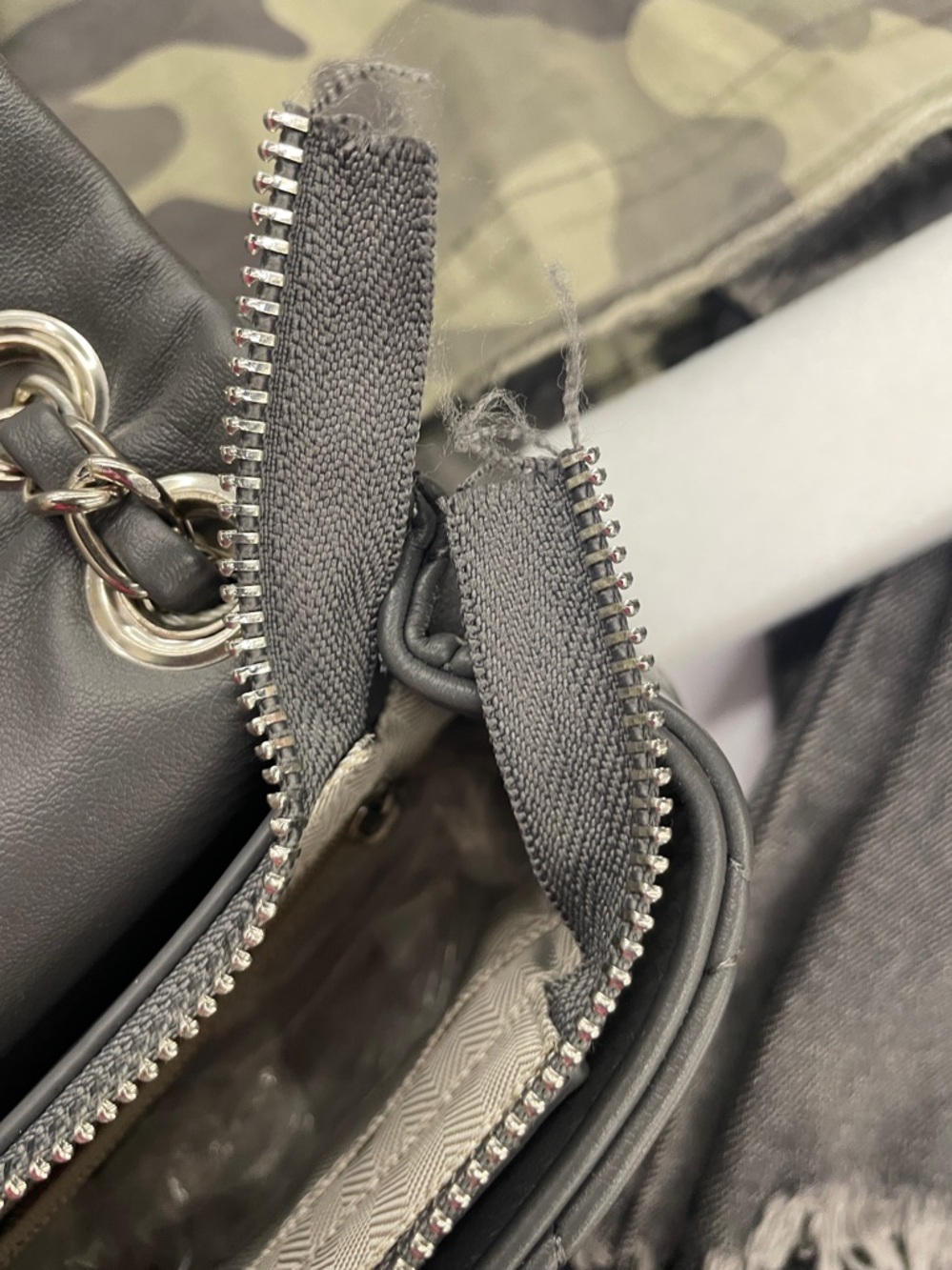 Quilted Chain-Handle Shoulder Bag in Dark Gray - Picture 3 of 4